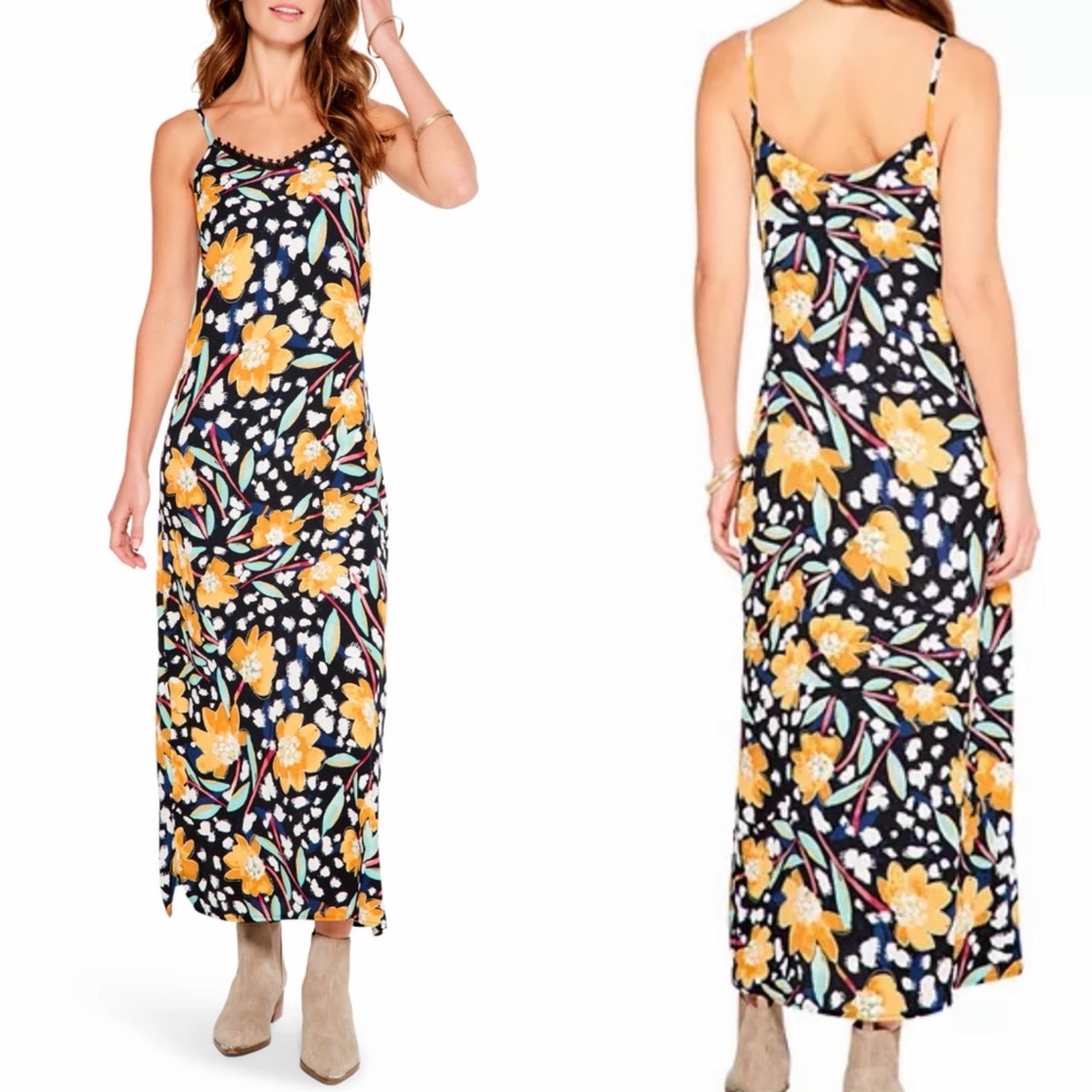 NIC+ZOE Flower Burst Slip Dress size L Resort Summer Travel